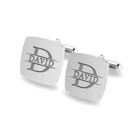 Handmade 925 Sterling Silver David Square Engraved Cufflinks Pair
